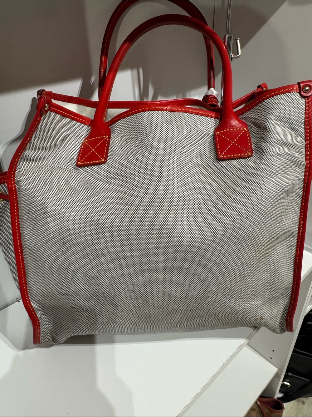 Dooney & Bourke Red-Trim Canvas DB Logo Tote - Picture 2 of 3